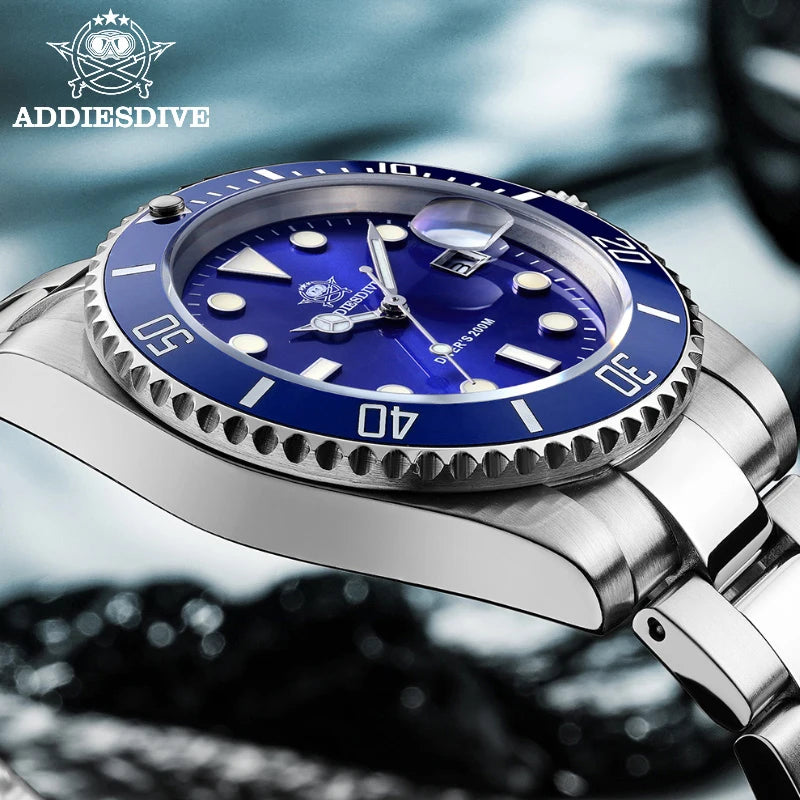 Men's Stainless Steel Dive Watch – 200 m Waterproof Quartz
