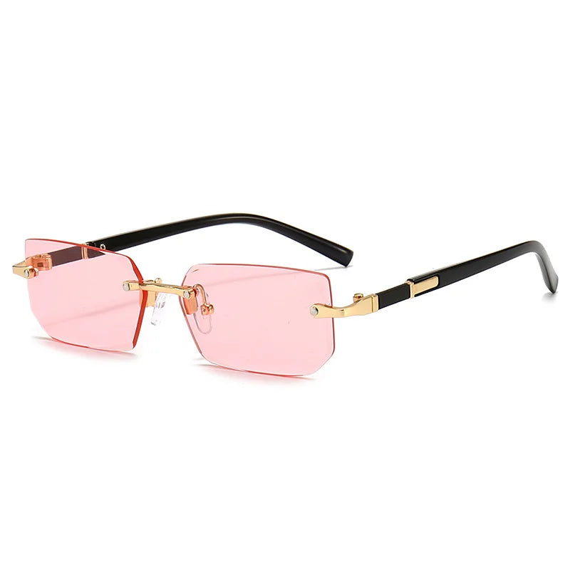 Rimless Rectangle Sunglasses Small Square Fashion Shades