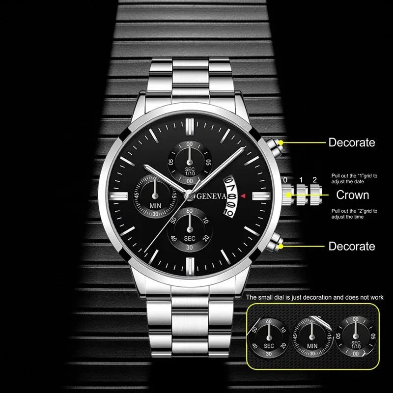 Men’s Quartz Bracelet Watch With Stainless Steel Band
