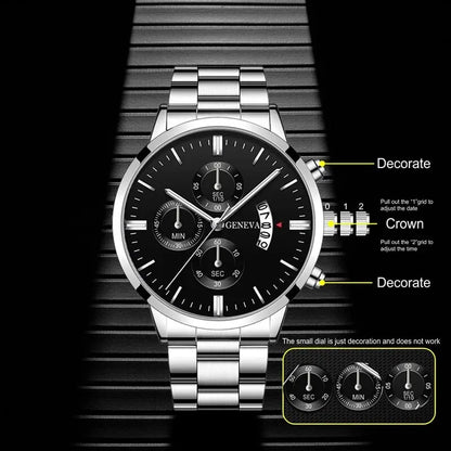 Men’s Quartz Bracelet Watch With Stainless Steel Band