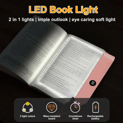 Rechargeable Flat Panel Book Light – 3-Color Dimmable
