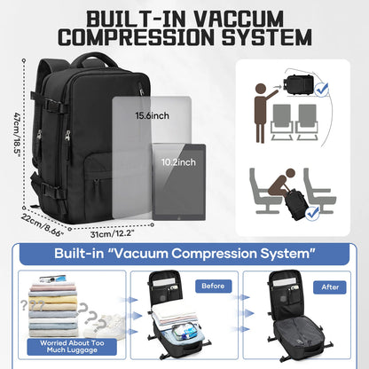 Cabin Size Travel Backpack 45x36x20 With Vacuum Storage
