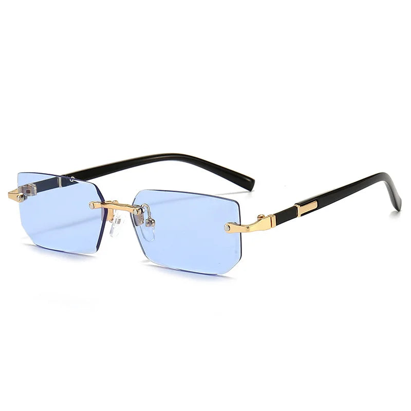 Rimless Rectangle Sunglasses Small Square Fashion Shades