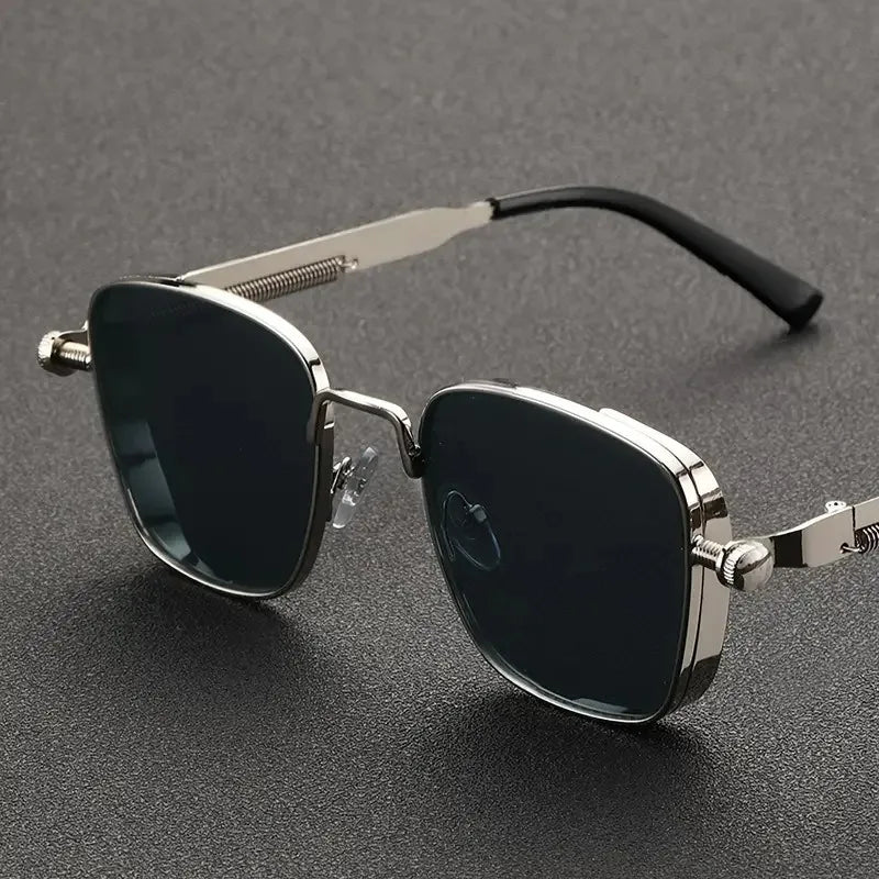Men’s Steampunk Driving Sunglasses UV400 Metal Square Frame