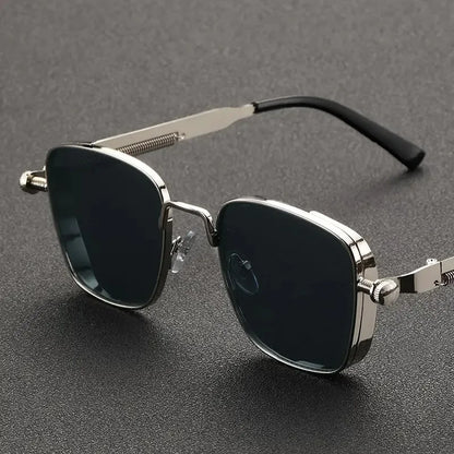 Men’s Steampunk Driving Sunglasses UV400 Metal Square Frame