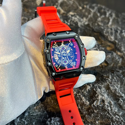 Men’s Barrel Dial Quartz Watch – Casual Silicone Band