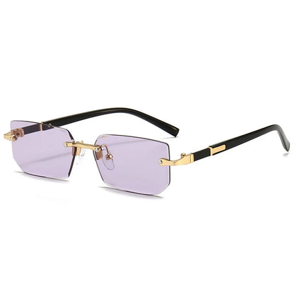 Rimless Rectangle Sunglasses Small Square Fashion Shades
