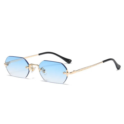 Vintage Rimless Rectangle Sunglasses UV400 For Women