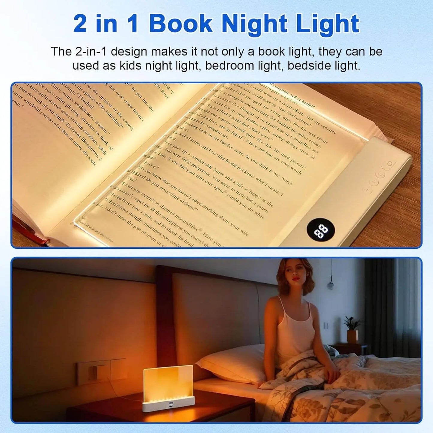 Rechargeable Flat Panel Book Light – 3-Color Dimmable