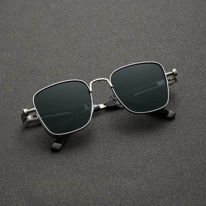 Men’s Steampunk Driving Sunglasses UV400 Metal Square Frame