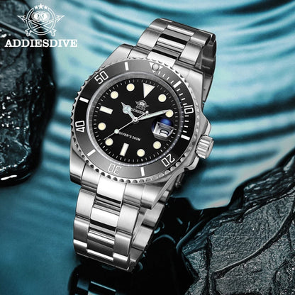 Men's Stainless Steel Dive Watch – 200 m Waterproof Quartz