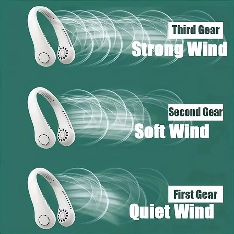 Bladeless Portable Neck Fan – Rechargeable 3-Speed Cooler
