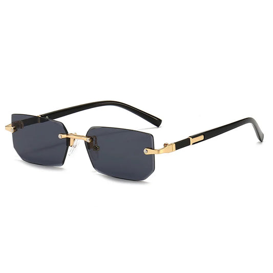 Rimless Rectangle Sunglasses Small Square Fashion Shades
