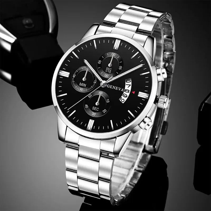 Men’s Quartz Bracelet Watch With Stainless Steel Band