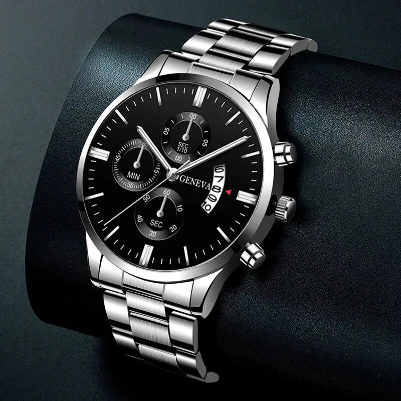 Men’s Quartz Bracelet Watch With Stainless Steel Band