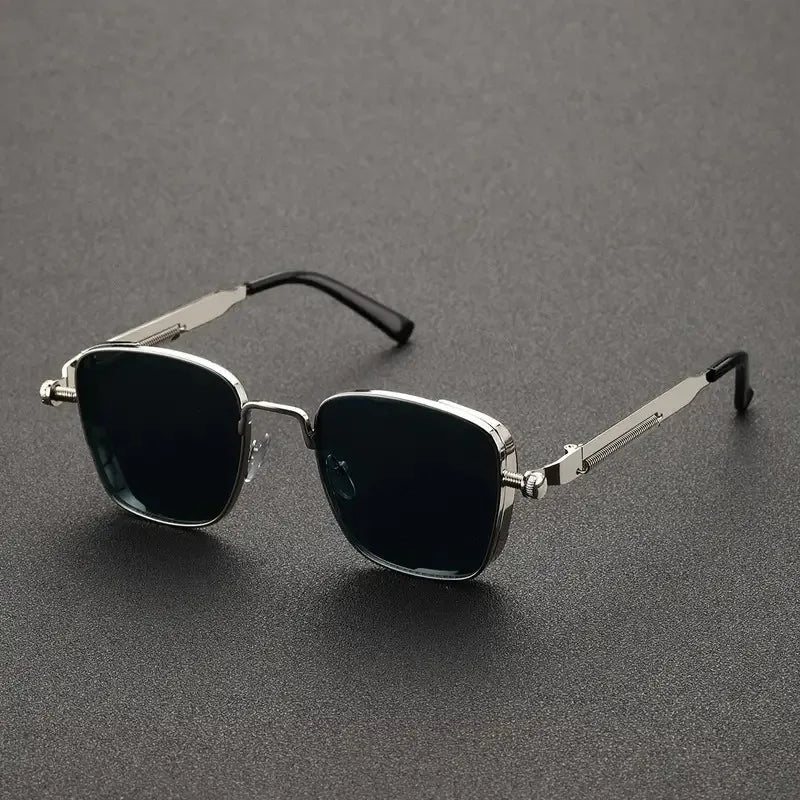 Men’s Steampunk Driving Sunglasses UV400 Metal Square Frame