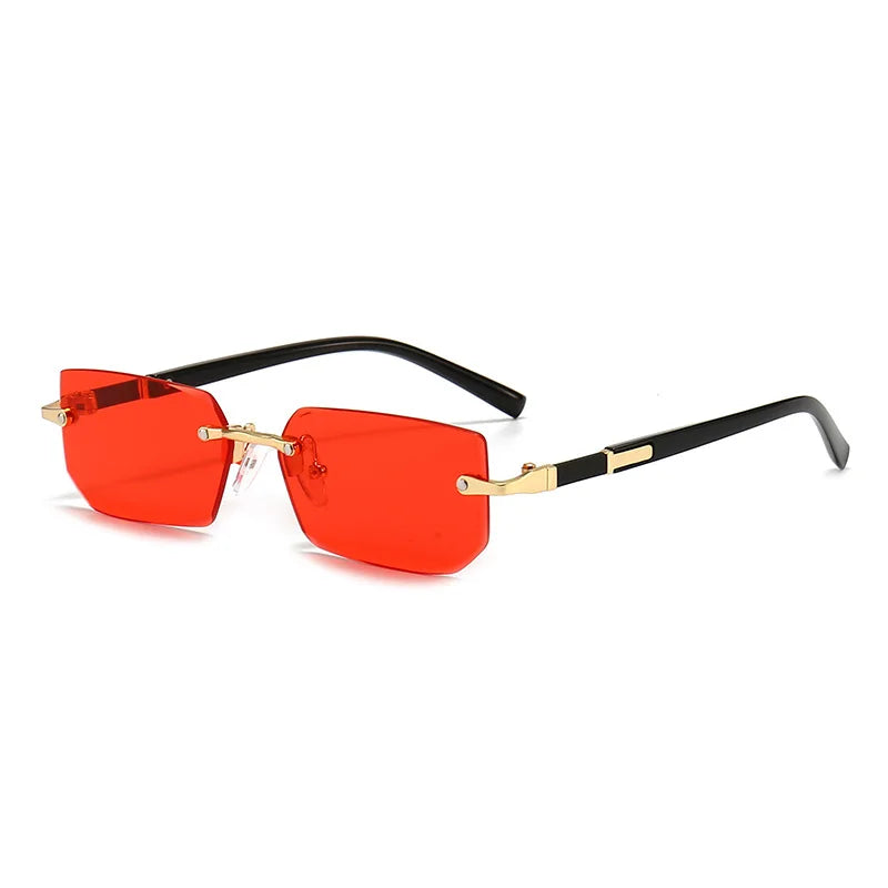 Rimless Rectangle Sunglasses Small Square Fashion Shades