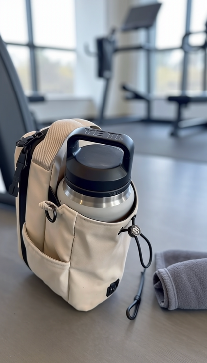 Magnetic Gym Sling Bag With Bottle Holder And Phone Pocket
