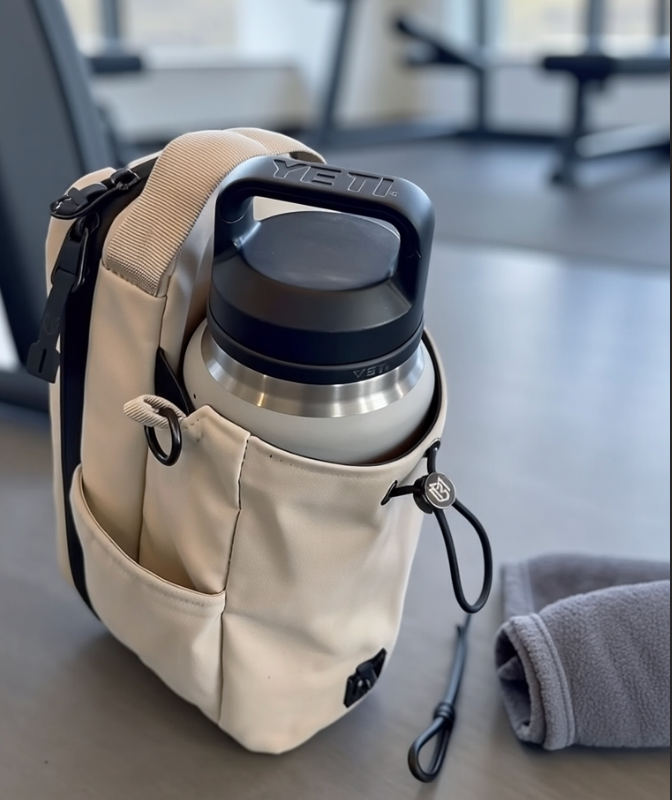 Magnetic Gym Sling Bag With Bottle Holder And Phone Pocket