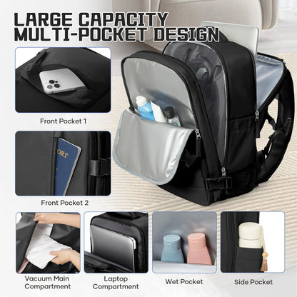 Cabin Size Travel Backpack 45x36x20 With Vacuum Storage